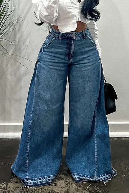 Loose Wide Leg Jeans Stitching Bell-bottom Pants