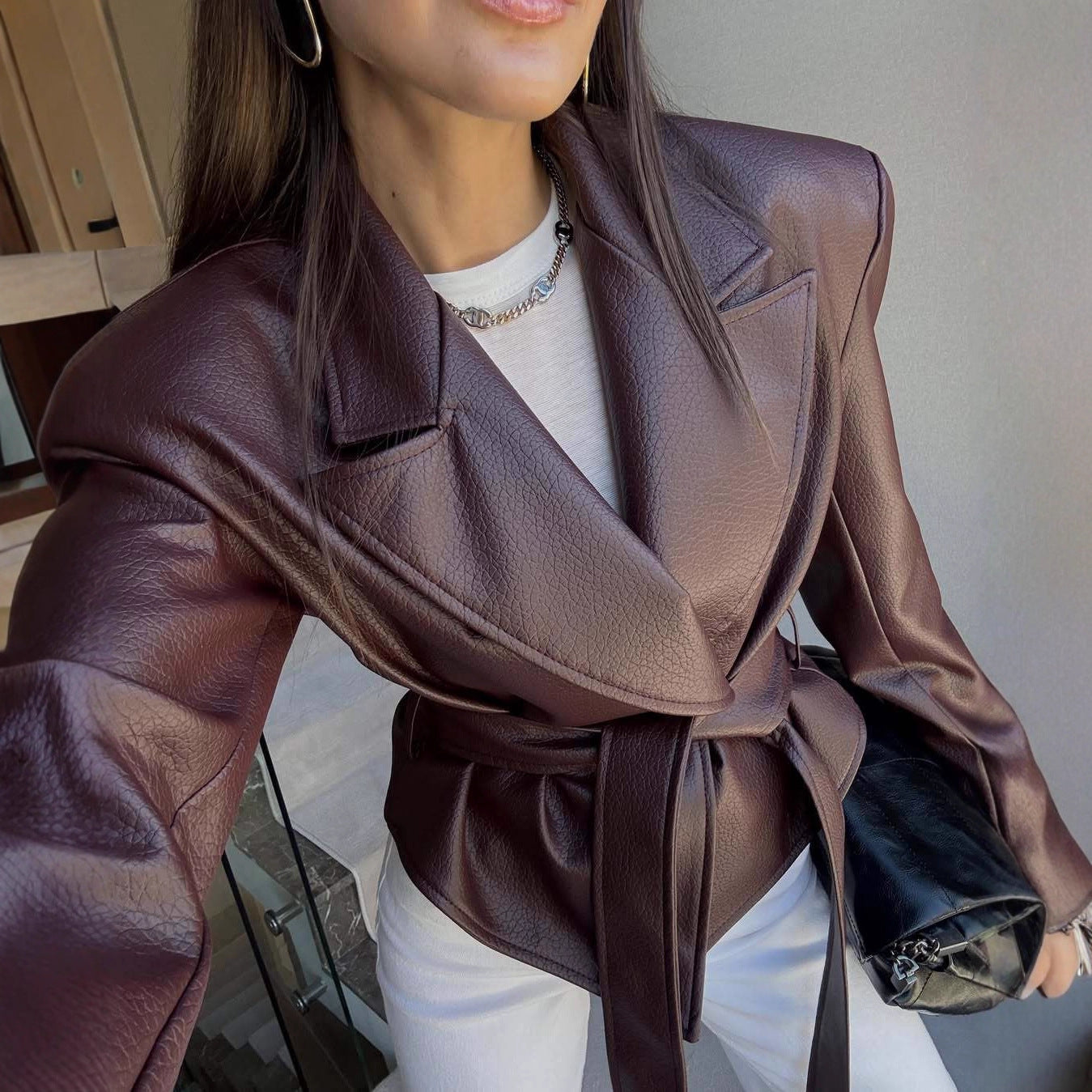 Motorcycle Cool Strapped Temperament Leather Jacket