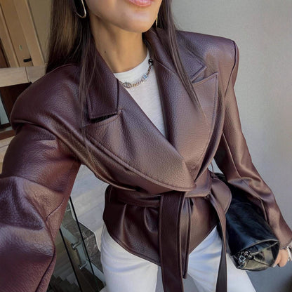 Motorcycle Cool Strapped Temperament Leather Jacket