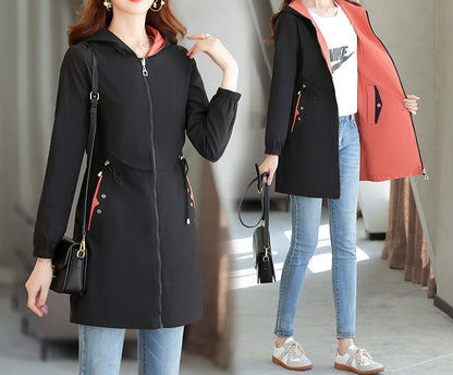 Fashion Trench Coat Mid-length Loose Casual Reversible Coat