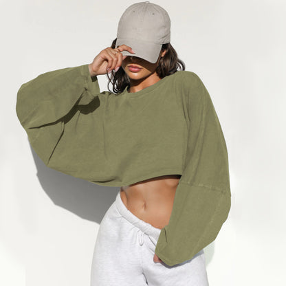 Round Neck Sweater Short Sports Bottoming Shirt