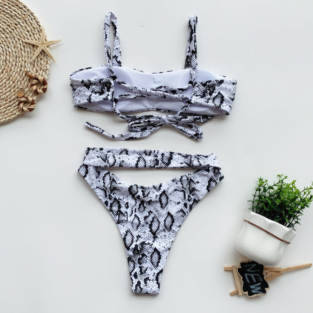 Snakeskin print bikini