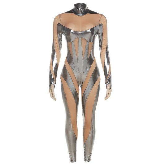 High Waist Zipper Slim  Jumpsuit