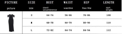Summer New Fashion Off-neck Tube Top Hollow High Waist Split Short Sleeve Long Dress
