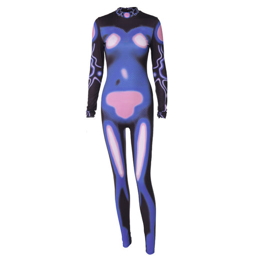 Personalized Printed Long-sleeved  Jumpsuit