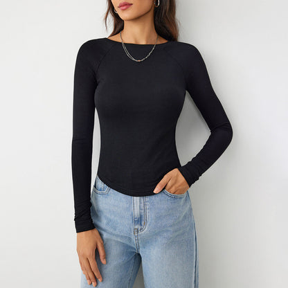 Casual Slim-fit High-elastic Knitted Long-sleeve T-shirt