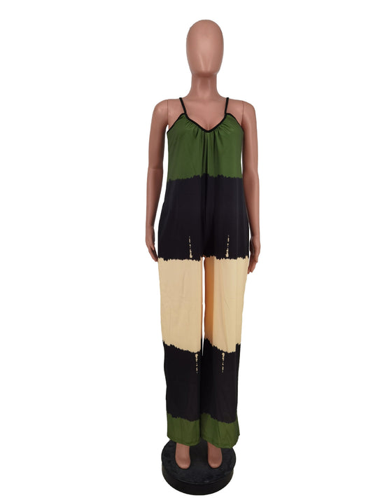 Positioning Printed Short-sleeved Jumpsuit