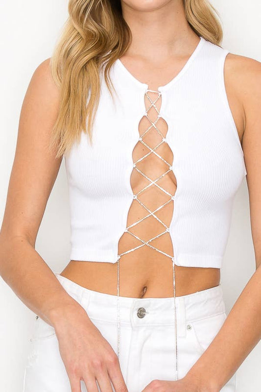 FRONT X RINESTONES SEAMLESS TOP