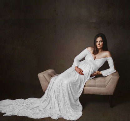 Lace Super Long Tail Fluttering One-piece Dress