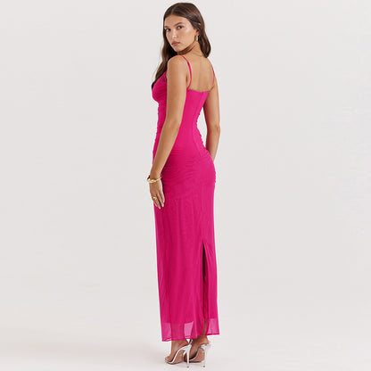 Lace Stitching Mesh Camisole Dress