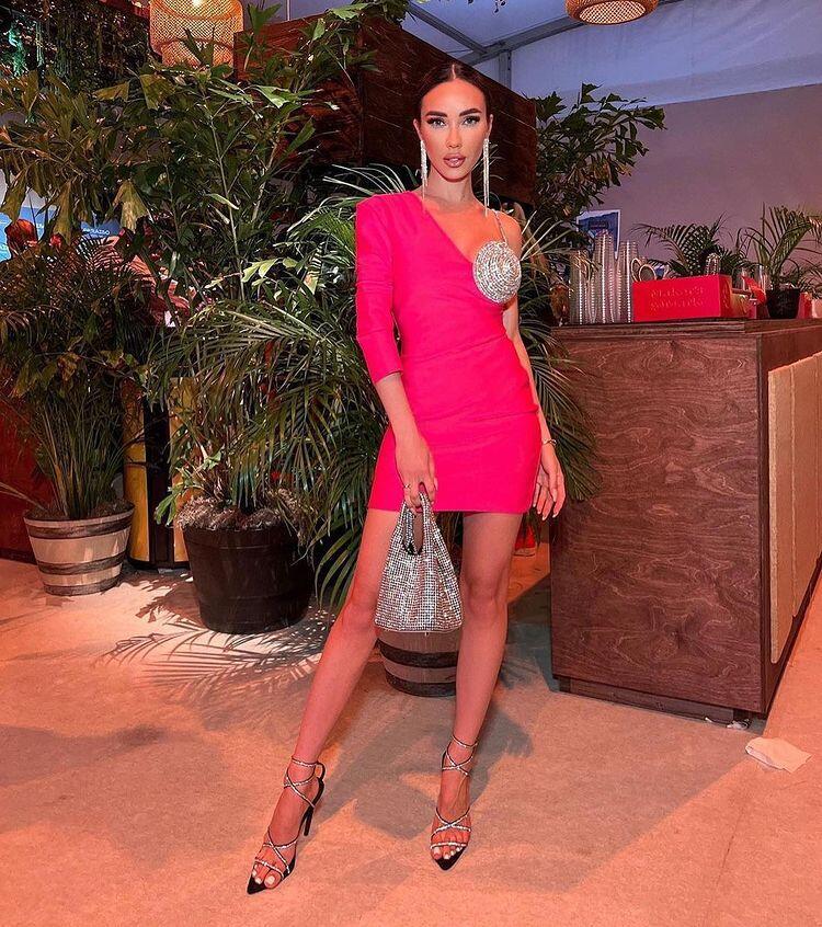 Women's Tube Top Chain Strap Sheath Bandage One-piece Dress