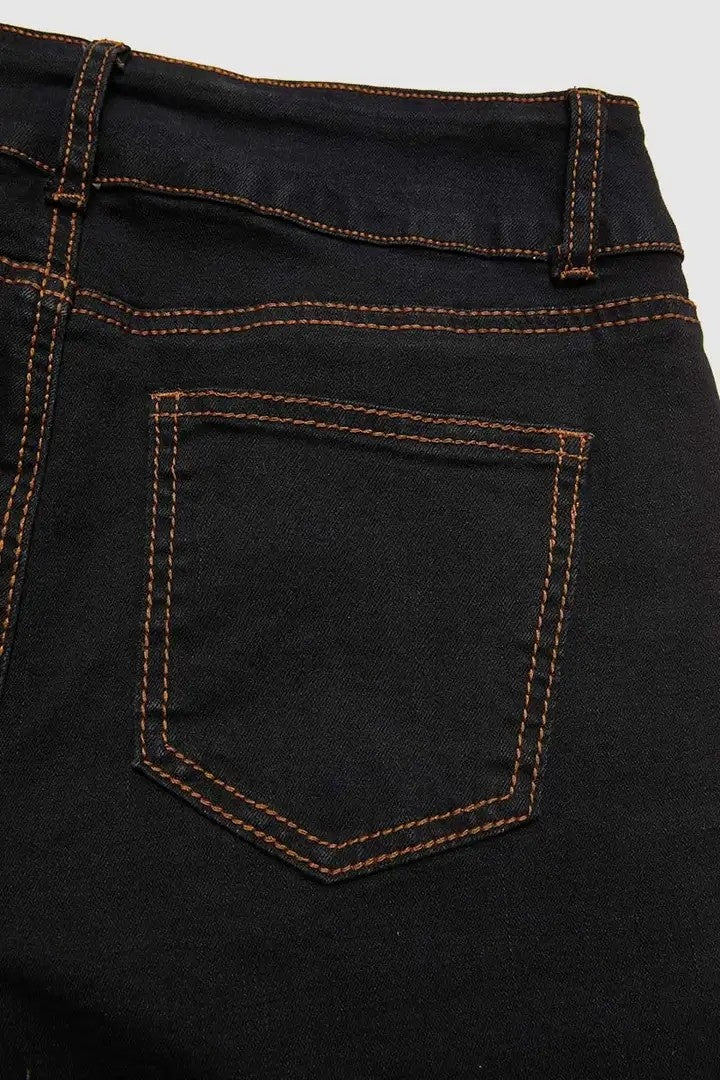 High-Rise Bootcut Jeans For Women, Tummy Control Dark Wash Denim With Double Button Waist, Durable Western Work & Riding Pants