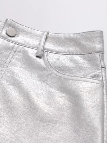 Slim  Style High Waist Pu Skirt