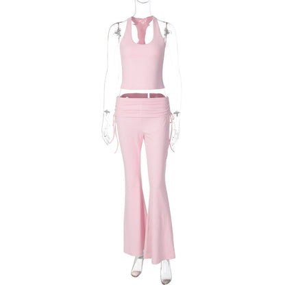 Fashion Casual Vest Slim-fit Solid Color Trousers Suit