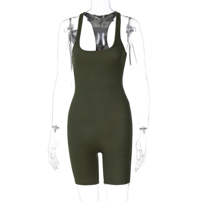 Pure Color High Waist Skinny Sports Yoga Overalls