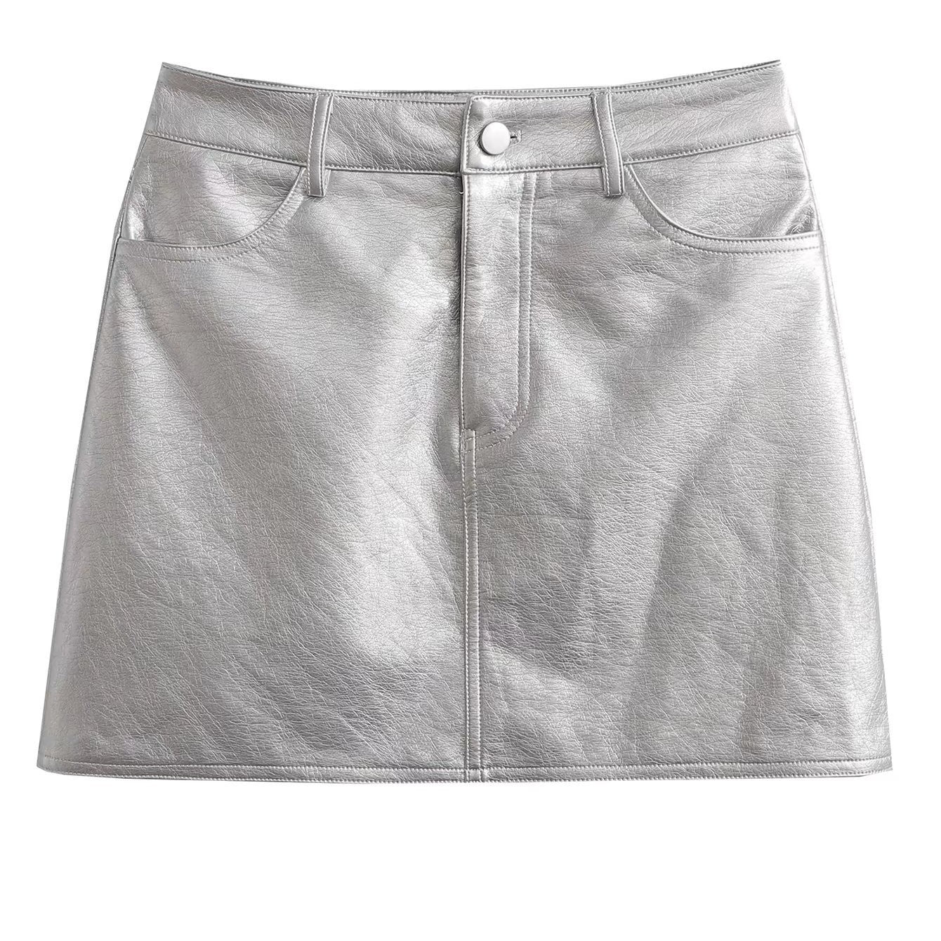 Slim  Style High Waist Pu Skirt