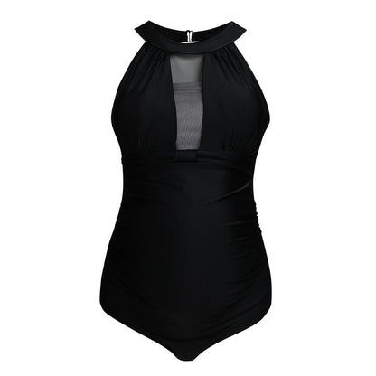 Black tube top halter lace up pregnant women swimsuit