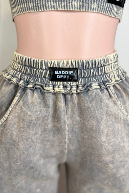 MINERAL WASH LONG SLEEVE & WIDE LEG PANT SET