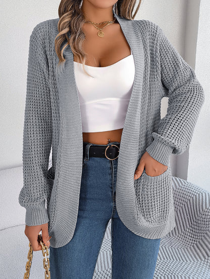 Casual Pocket Long Sleeve Knit Cardigan Sweater