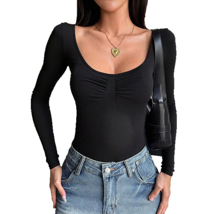 Slim-fit Solid-color Women's Tops