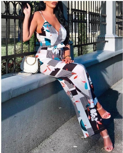 Women's Backless Deep V-Neck Sling Jumpsuit