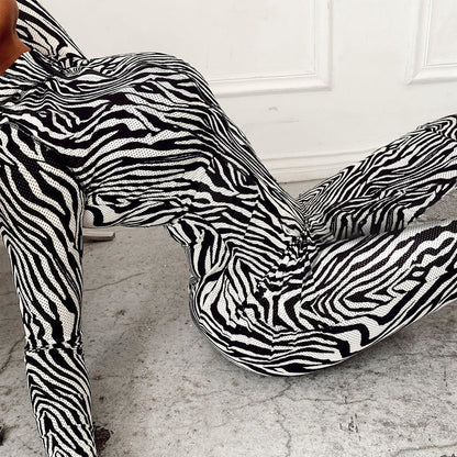 Autumn And Winter New Fashion Printed Zipper Jumpsuit
