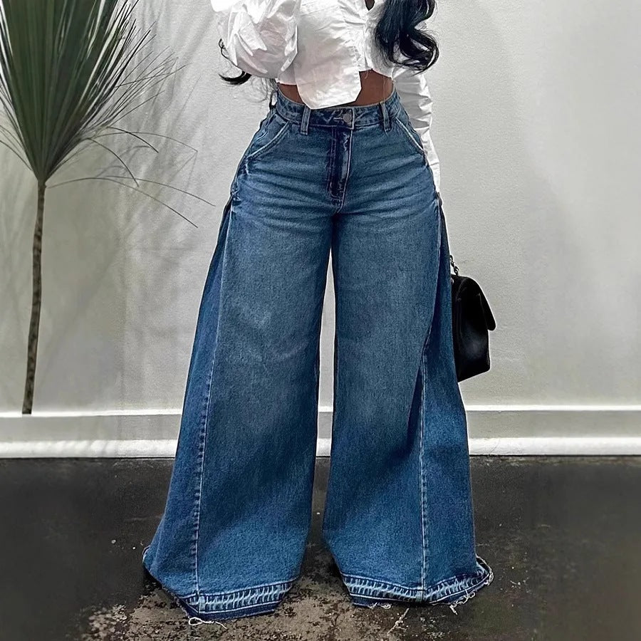 Loose Wide Leg Jeans Stitching Bell-bottom Pants