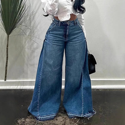 Loose Wide Leg Jeans Stitching Bell-bottom Pants