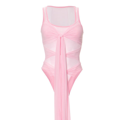 Top Mesh See-through Tight Jumpsuit