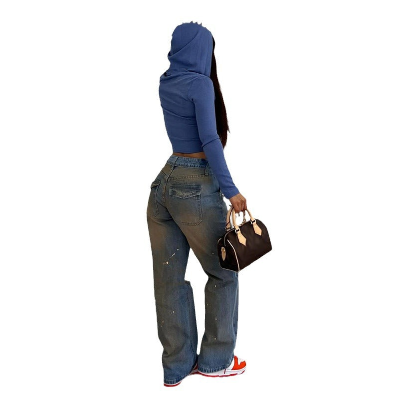 Loose Straight Fashion Street Denim  For Women