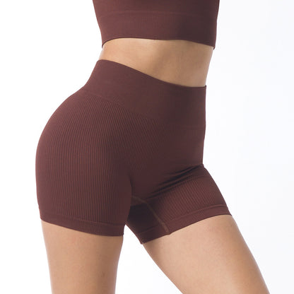 High Waist Hip Raise Threaded Sports Shorts