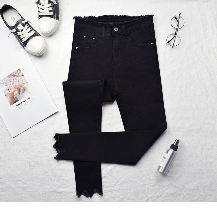 High-rise jeans female nine-point