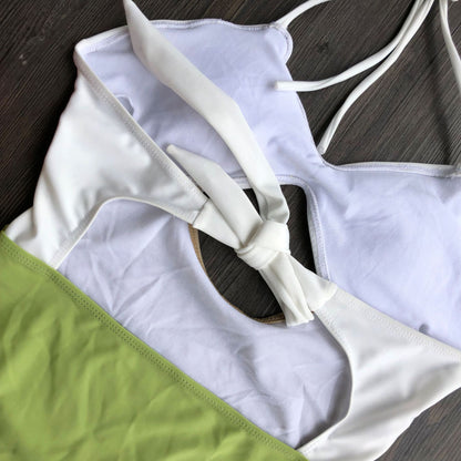 Sexy swimsuit with stitching one-piece bikini