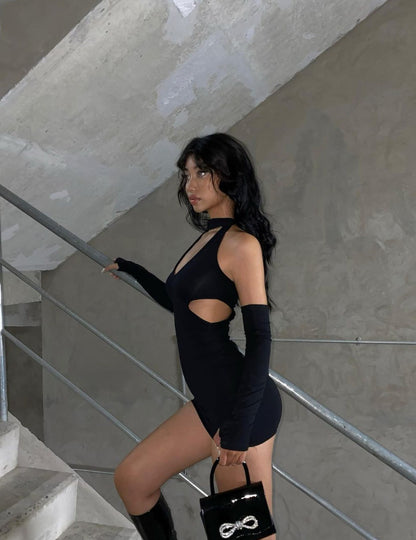 Hot Girls Hollow-out Halter Package Hip Dress