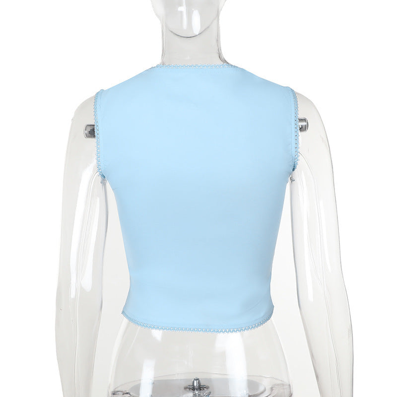 Summer Slim-fit Girl Top Square Collar Without Vest