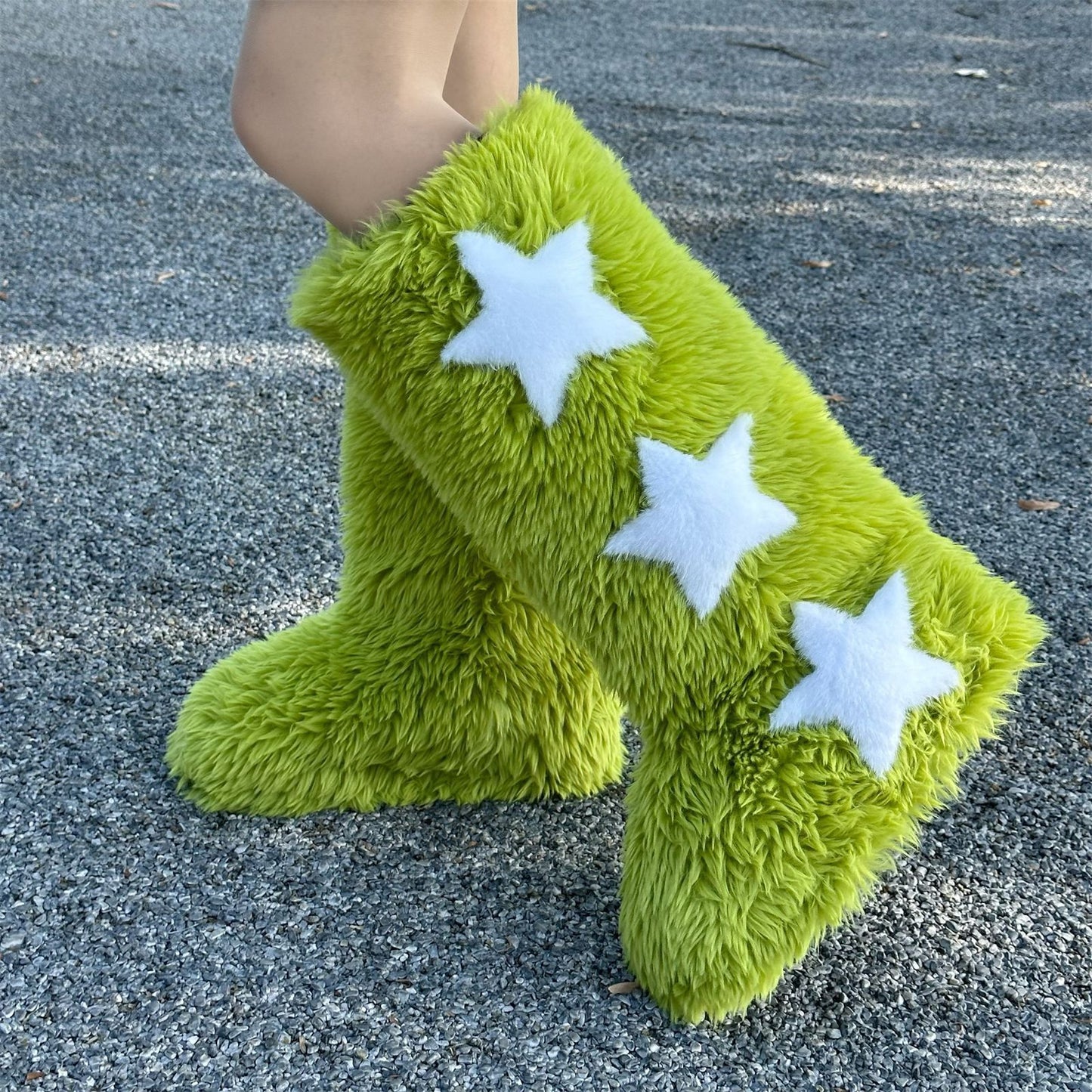 Flat Heel High-top Warm Winter Long Tube Fur Boots