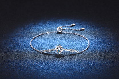 S925 Sterling Silver Classic Style Simple Four-claw Bracelet For Women