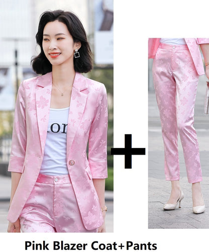 Women's Printed Satin Business Suit Jacket