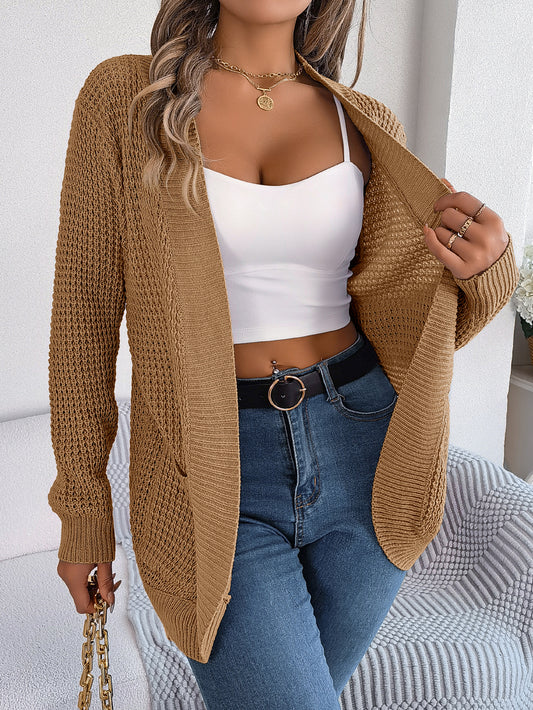 Casual Pocket Long Sleeve Knit Cardigan Sweater