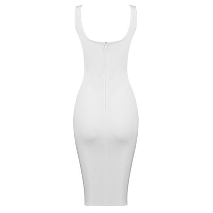 Threaded Tight Sheath Zipper Sling Banquet Bar Evening Dress