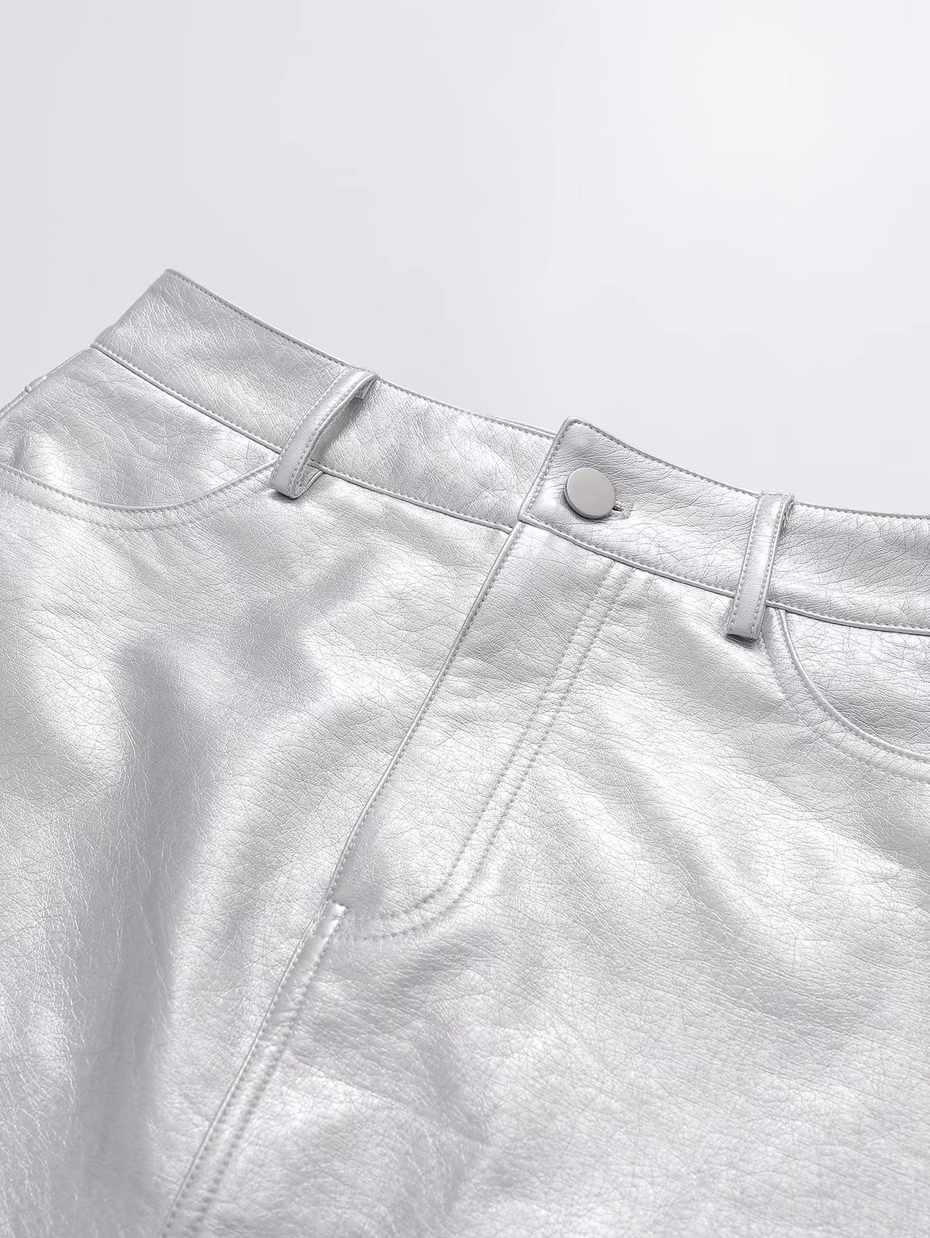 Slim  Style High Waist Pu Skirt