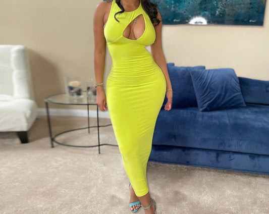 Cut-out Backless Sleeveless Mid-length Dress For Women
