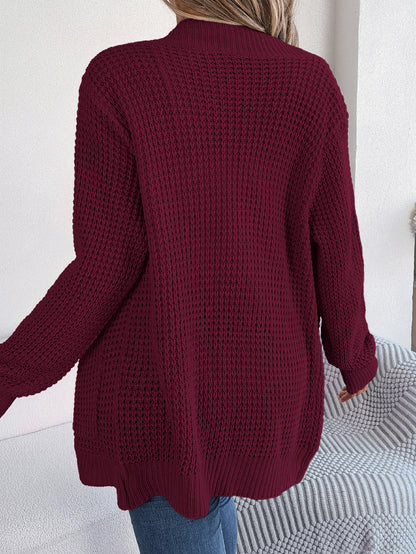 Casual Pocket Long Sleeve Knit Cardigan Sweater