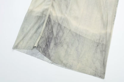 Printed Silk Net Asymmetric Dress