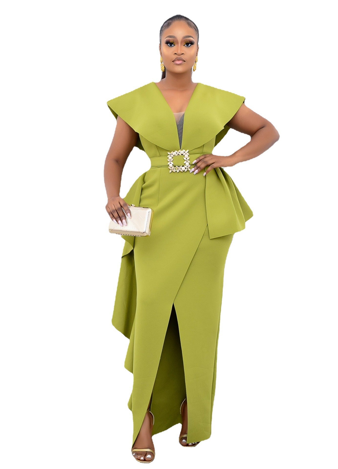 Slim Fit Irregular Long Dress High Waist Dress