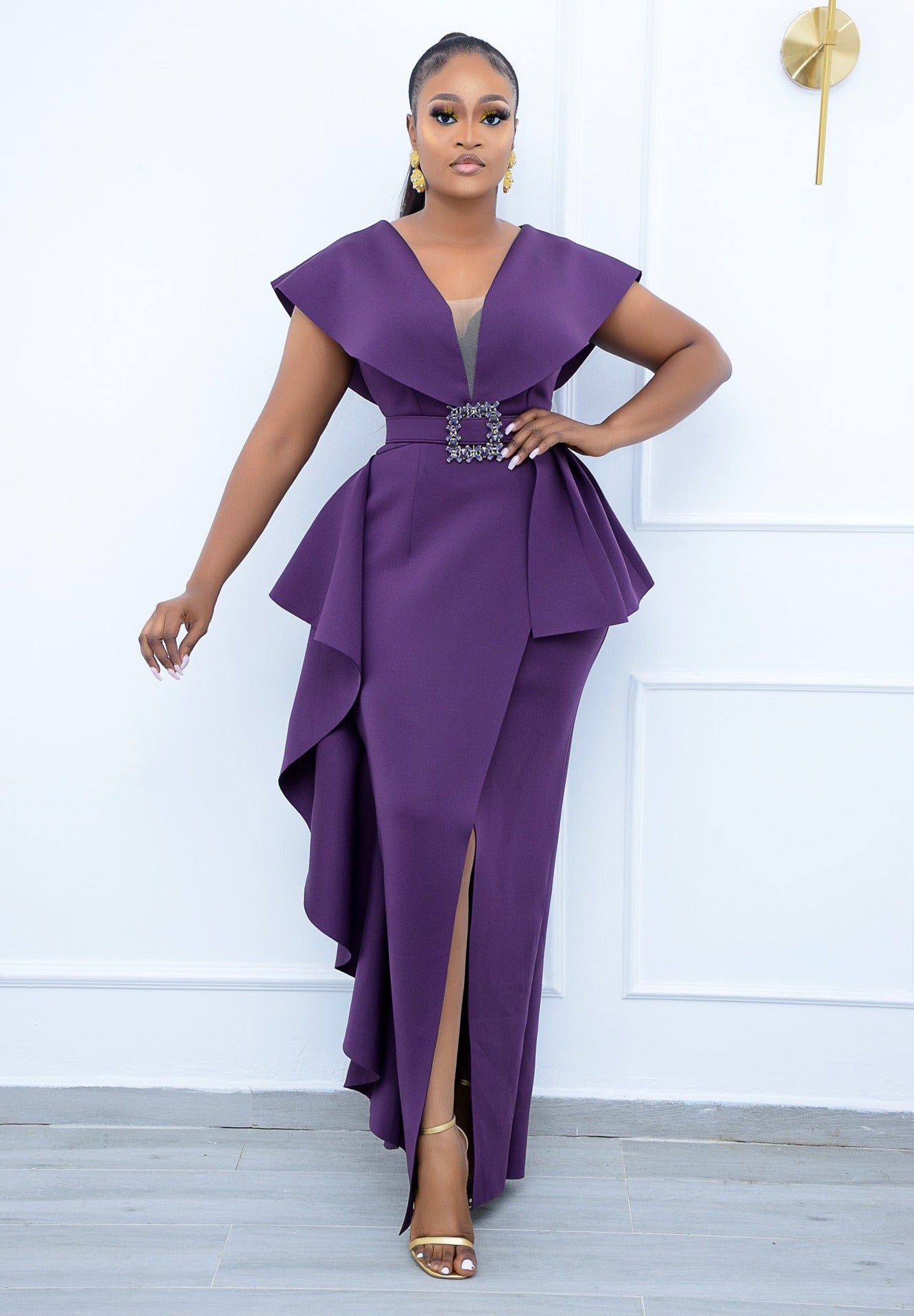Slim Fit Irregular Long Dress High Waist Dress