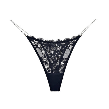 T-shaped Trendy Metal Chain Transparent Lace Personality T Underwear