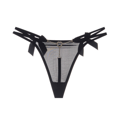T-shaped Trendy Metal Chain Transparent Lace Personality T Underwear