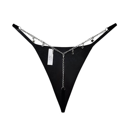 T-shaped Trendy Metal Chain Transparent Lace Personality T Underwear