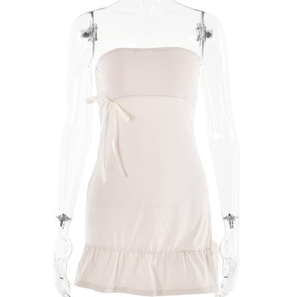 Women's Elegant Boat-neck Bandeau Slim-fit Splicing Skirt